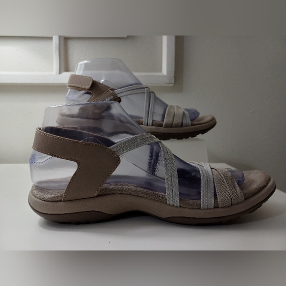 Skechers Women's Memory Foam Sandals Strappy Stretch Cushion Comfort Taupe 8 - Picture 2 of 10